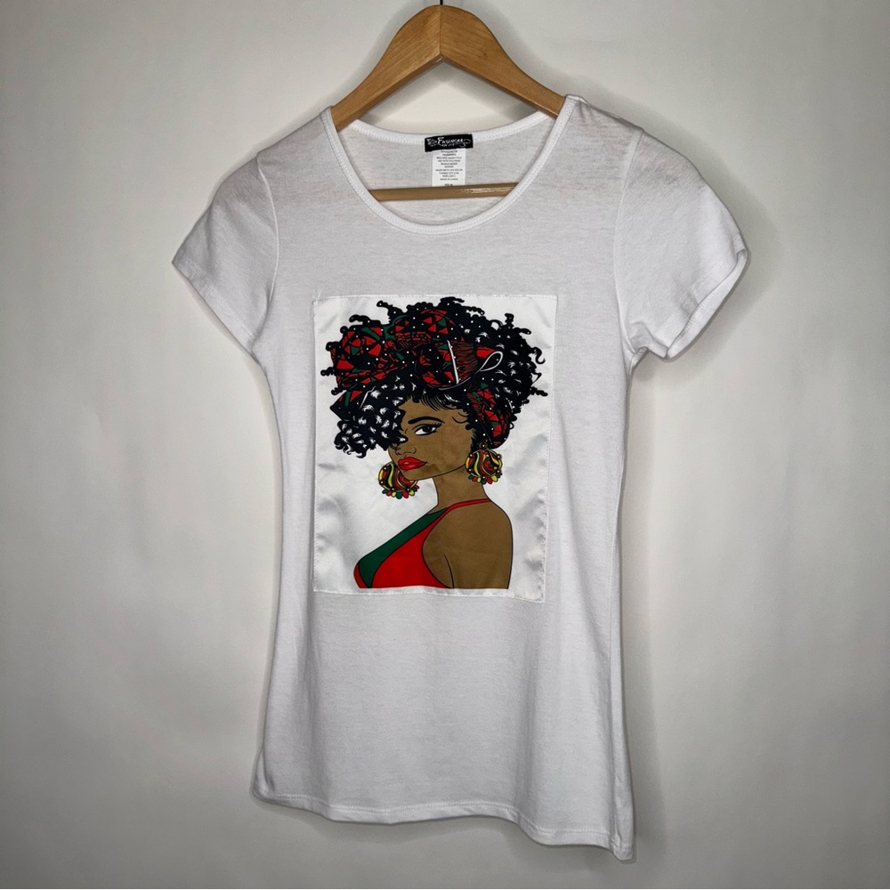 TOP FASHION OF NY WOMENS GRAPHIC TEE SHIRT TOP SHORT SLEEVE SCOOP NECK MEDIUM